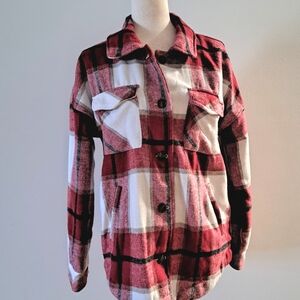 Cavalini Plaid Flannel Jacket Shacket Button Down Size Medium
